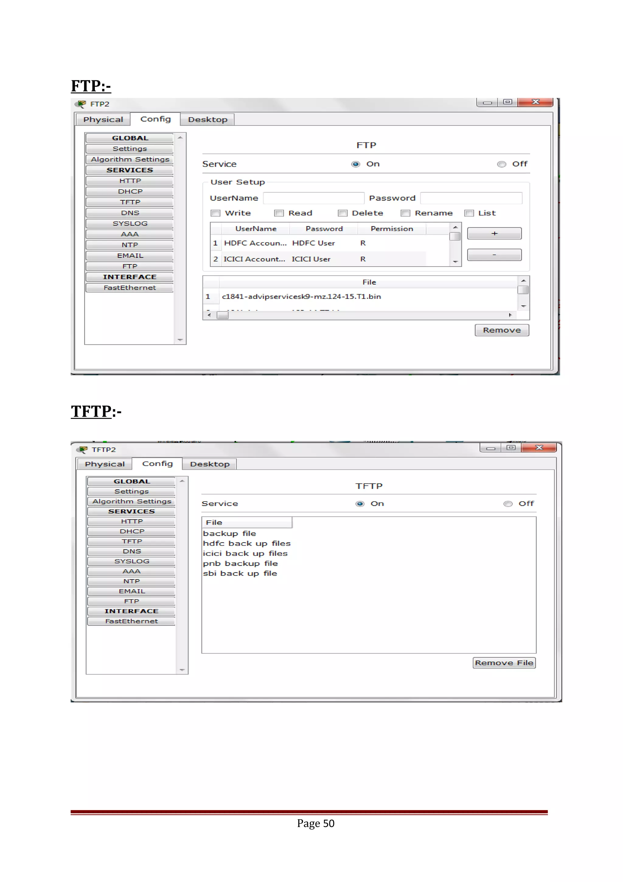 FTP:-
TFTP:-
Page 50
 