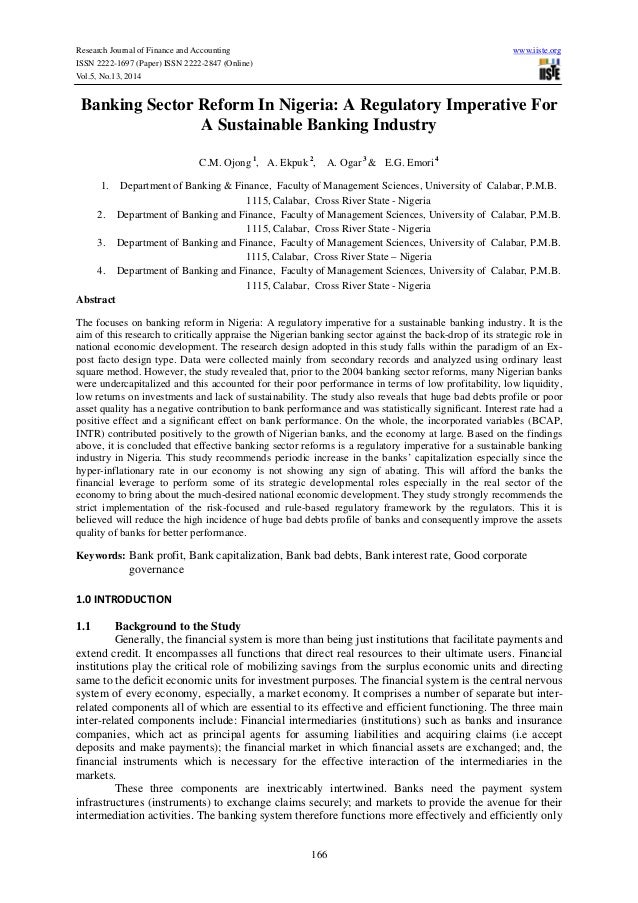 Banking Essays Call Center Customer Service Representative Resume Banking Sector Reform In Ia A Regulatory Imperative For Research Journal Of Finance And Accounting Iiste