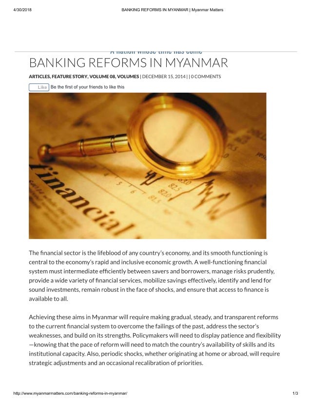 Banking Sector Reforms In Myanmar - 