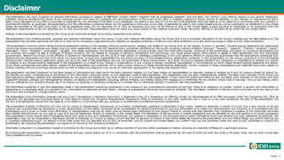 This presentation has been prepared for general information purposes in respect of IDBI Bank Limited (“Bank”) together with its subsidiaries (together, with the Bank, the “Group”) only, without regard to any specific objectives,
suitability, financial situations and needs of any particular person and does not constitute any recommendation or form part of any offer or invitation, present or future, directly or indirectly, in any manner, or inducement to sell or
issue, or any solicitation of any offer to purchase or subscribe for, any securities of the Bank in any jurisdiction, nor shall it or any part of it or the fact of its distribution form the basis of, or be relied on in connection with, any contract or
commitment therefor. In particular, this presentation and the information contained herein do not constitute or form part of any offer of securities for sale in the United States and are not for publication or distribution in the United
States. No securities of the Bank have been or will be registered under the U.S. Securities Act of 1933, as amended, and may not be offered or sold in the United States, except pursuant to registration or an exemption from the
registration requirements of the U.S. Securities Act of 1933, as amended. This presentation does not solicit any action based on the material contained herein. No public offering of securities will be made into the United States.
Nothing in this presentation is intended by the Group to be construed as legal, accounting, investment or tax advice.
This presentation only contains general, summary and selected information about the Group, it may omit material information about the Group and is not a complete description of the Group’s business and the risks relating to it. This
presentation has not been approved and will not or may not be reviewed or approved by any statutory or regulatory authority in India or in any other jurisdiction or by any stock exchange in India or in any other jurisdiction.
This presentation contains certain forward-looking statements relating to the business, financial performance, strategy and results of the Group and/ or the industry in which it operates. Forward-looking statements are statements
concerning future circumstances and results, and any other statements that are not historical facts, sometimes identified by the words including, without limitation “believes”, “expects”, “predicts”, “intends”, “projects”, “plans”,
“estimates”, “aims”, “foresees”, “anticipates”, “targets”, and similar expressions. The forward-looking statements, including those cited from third party sources, contained in this presentation are based on numerous assumptions and
are uncertain and subject to risks. A multitude of factors including, but not limited to, changes in demand, competition and technology, can cause actual events, performance or results to differ significantly from any anticipated
development. Neither the Group nor its affiliates or advisors or representatives nor any of its or their parent or subsidiary undertakings or any such person's officers or employees guarantees that the assumptions underlying such
forward-looking statements are free from errors nor does either accept any responsibility for the future accuracy of the forward-looking statements contained in this presentation or the actual occurrence of the forecasted
developments. Forward-looking statements speak only as of the date of this presentation and are not guarantees of future performance. As a result, the Group expressly disclaims any obligation or undertaking to release any update
or revisions to any forward-looking statements in this presentation as a result of any change in expectations or any change in events, conditions, assumptions or circumstances on which these forward-looking statements are based.
Given these uncertainties and other factors, viewers of this presentation are cautioned not to place undue reliance on these forward-looking statements. Certain numbers in these presentations and materials have been subject to
routine rounding off and accordingly figures shown as total in tables and diagrams may not be an arithmetic aggregation of the figures that precede them.
This presentation has been prepared by the Bank based on information and data which the Bank considers reliable, but the Bank makes no representation or warranty, express or implied, as to and no reliance should be placed on,
the fairness, accuracy, completeness or correctness of the information contained herein, or any statement made in this presentation. The presentation has not been independently verified. The Bank, each member of the Group and
their respective directors, advisers and representatives do not accept any liability for any facts made in or omitted from this presentation. To the maximum extent permitted by law, the Bank, each member of the Group and their
respective directors, advisers and representatives disclaim all liability and responsibility (including without limitation any liability arising from negligence or otherwise) for any director indirect loss or damage, how so ever arising, which
may be suffered by any recipient through use of or reliance on anything on anything contained in or omitted from or otherwise arising in connection with this presentation.
The information contained in and the statements made in this presentation should be considered in the context of the circumstances prevailing at the time. There is no obligation to update, modify or amend such information or
statements or to otherwise notify any recipient if any information or statement set forth herein, changes or subsequently becomes inaccurate or outdated. The information contained in this document is provided as at the date of this
document and is subject to change without notice.
This presentation is for information purposes only and is not a prospectus, a disclosure document, a statement in lieu of a prospectus, an offering circular, an advertisement or an offer document under the Companies Act, 2013, as
amended, the Securities and Exchange Board of India (Issue of Capital and Disclosure Requirements) Regulations, 2018, as amended, or any other applicable law in India or in any other jurisdiction. No part of this presentation, nor
the fact of its distribution, should form the basis of, or be relied on in connection with any contract or commitment or investment decision whatsoever.
This presentation is strictly confidential and may not be copied or disseminated, reproduced, re-circulated, re-distributed, published or advertised in any media, website or otherwise, in whole or in part, and in any manner or for any
purpose. Any unauthorized use, disclosure or public dissemination of information contained herein is prohibited. No person is authorized to give any information or to make any representation not contained in or inconsistent with this
presentation and if given or made, such information or representation must not be relied upon as having been authorized by any person. Failure to comply with this restriction may constitute a violation of the applicable securities
laws. Neither this document nor any part or copy of it may be distributed, directly or indirectly, in the United States. The distribution of this document in certain jurisdictions may be restricted by law and persons in to whose possession
this presentation comes should inform themselves about and observe any such restrictions. Accordingly, any persons in possession of the aforesaid should inform themselves about and observe any such restrictions. In particular, this
presentation may not be transmitted or distributed, directly or indirectly, in Canada or Japan, not is it intended for general circulation in the United States. By reviewing this presentation (i) in the United States, you confirm that you are
a “qualified institutional buyer” as defined in Rule 144A under the U.S. Securities Act of 1933, as amended, and (ii) outside the United States, you confirm that you are permitted under the laws of your jurisdiction to receive this
presentation. By reviewing this presentation, you agree to be bound by the foregoing limitations.
Information contained in a presentation hosted or promoted by the Group is provided “as is” without warranty of any kind, either expressed or implied, including any warranty of fitness for a particular purpose.
By accessing this presentation, you accept this disclaimer and any claims arising out of or in connection with this presentation shall be governed by the laws of India and only the courts in Mumbai, India, and no other courts shall
have jurisdiction over the same.
Page 2
Disclaimer
 