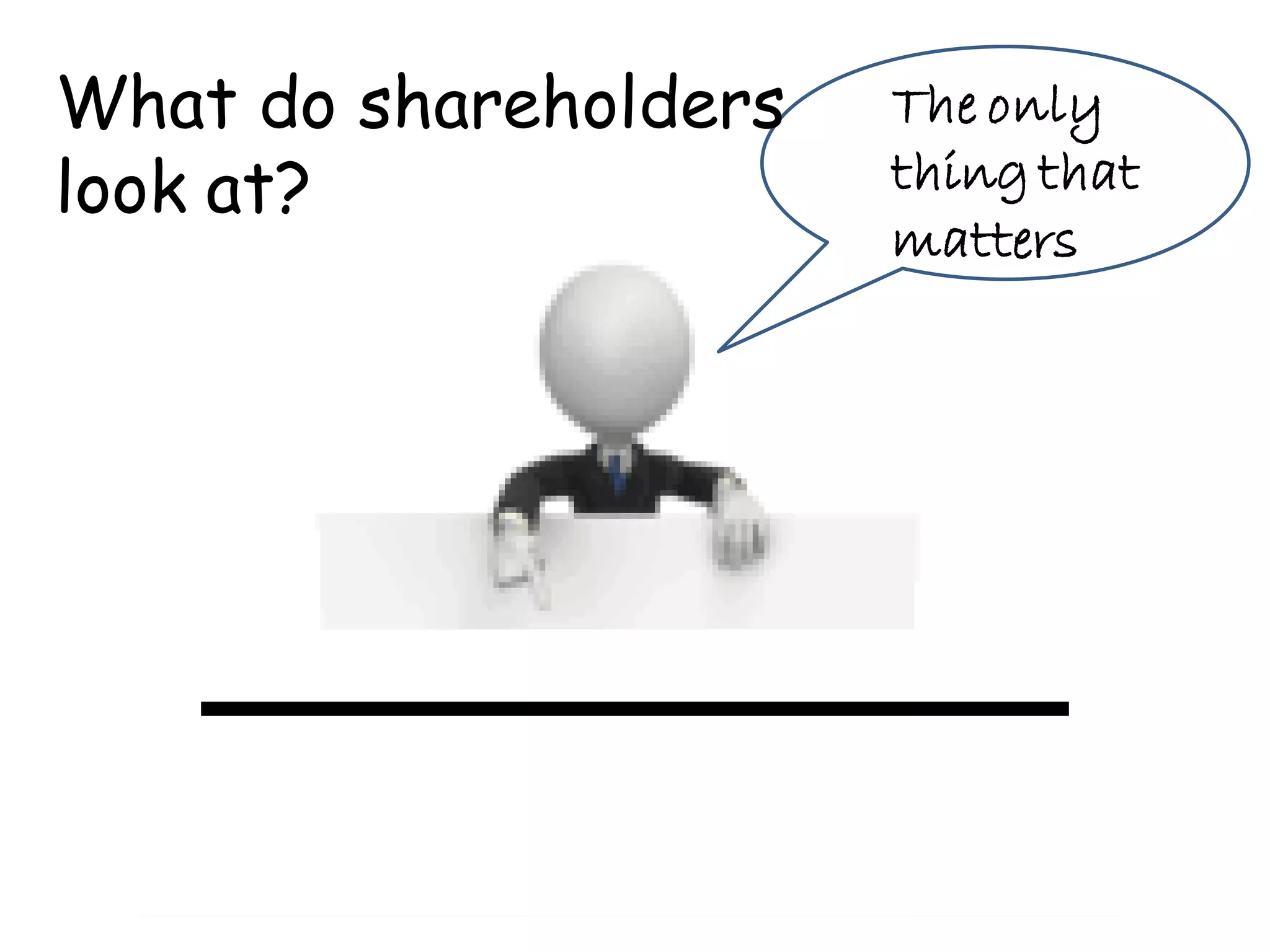 What do shareholders   The only
look at?               thing that
                       matters
 