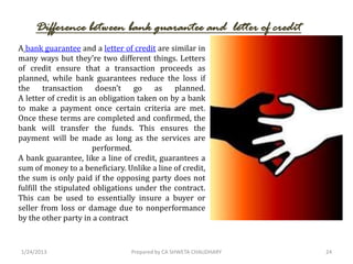 Difference between bank guarantee and letter of credit
A bank guarantee and a letter of credit are similar in
many ways bu...