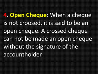 Banking terms and kinds of cheque | PPTX