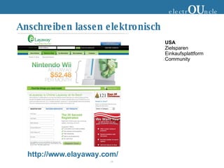 Anschreiben lassen elektronisch electr OU ncle http://www.elayaway.com/ USA Zielsparen Einkaufsplattform Community 