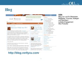 Blog electr OU ncle USA Blog von und für Mitarbeiter, Mitglieder, Freunde, Kollegen  und Nachbarn Lokales Engagement Öko Produkte http://blog.veritycu.com / 