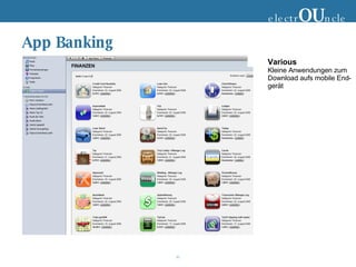 App Banking electr OU ncle Various Kleine Anwendungen zum Download aufs mobile End- gerät 