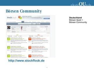 Börsen Community http://www.stockflock.de electr OU ncle Deutschland Börsen Spiel + Börsen Community 
