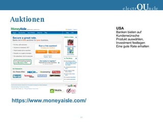 Auktionen https://www.moneyaisle.com/ electr OU ncle USA Banken bieten auf Kundenwünsche Produkt auswählen,  Investment festlegen Eine gute Rate erhalten 