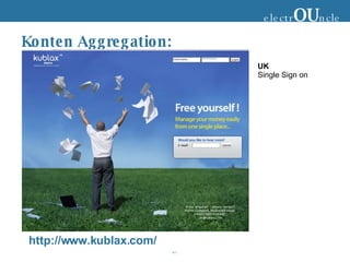 Konten Aggregation: http://www.kublax.com/ electr OU ncle UK Single Sign on 