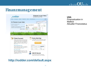 Finanzmanagement electr OU ncle USA Finanzsituation in Mailbox Aktueller Finanzstatus http://rudder.com/default.aspx 