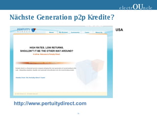 Nächste Generation p2p Kredite? electr OU ncle USA http://www.pertuitydirect.com 