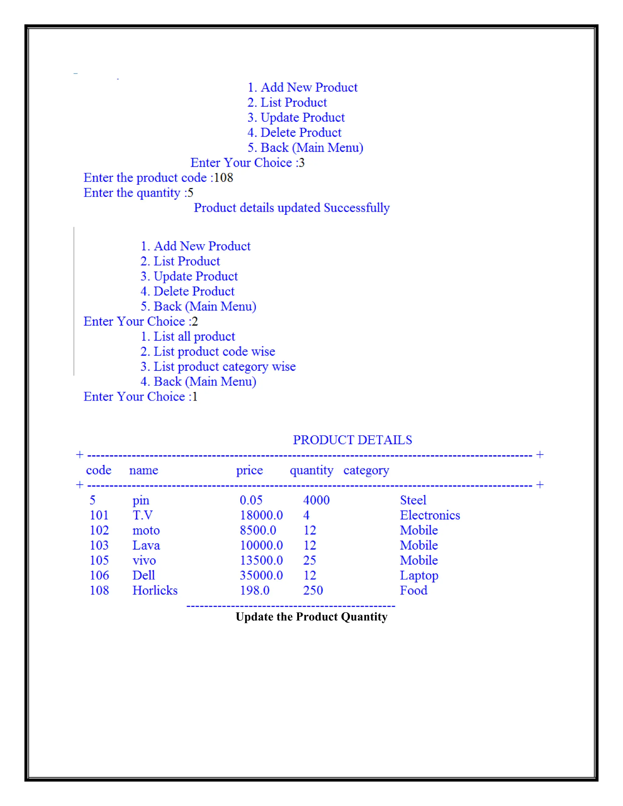Update the Product Quantity
 
