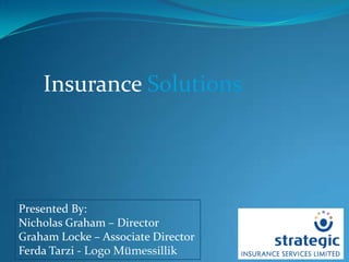Insurance Solutions Presented By: Nicholas Graham – Director Graham Locke – Associate Director Ferda Tarzi - Logo Mümessillik  