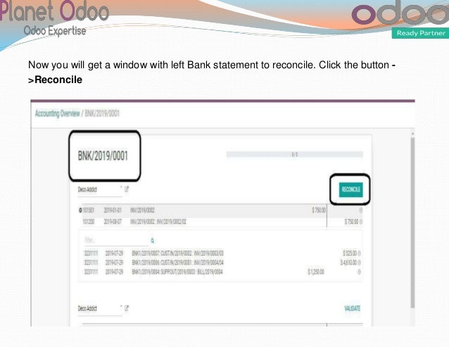 Bank reconciliation in odoo 12