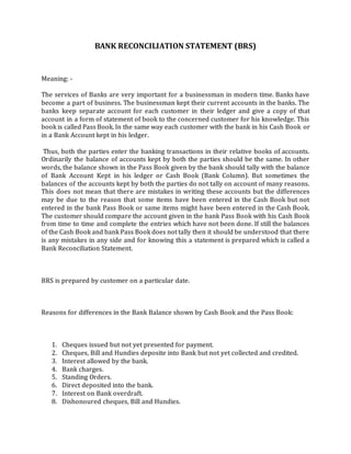 Bank reconciliation statement | DOCX
