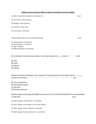 Bank reconciliation statement | DOCX