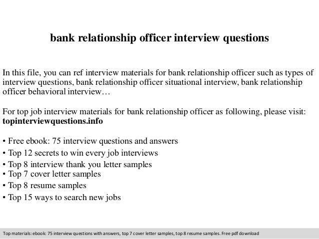 Bank Relationship Officer Interview Questions