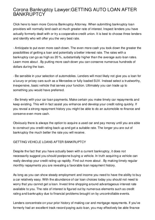 getting an auto loan after bankruptcy