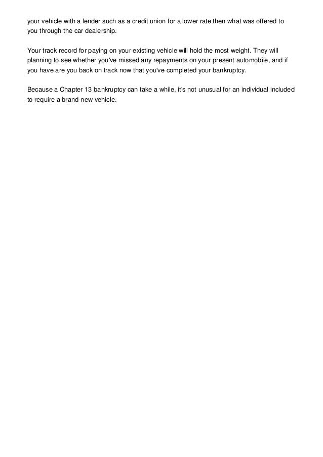 auto loan while in bankruptcy