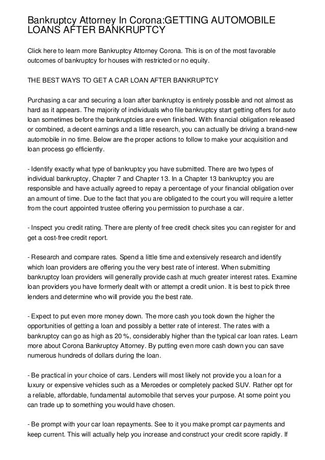 getting a car loan after chapter 7