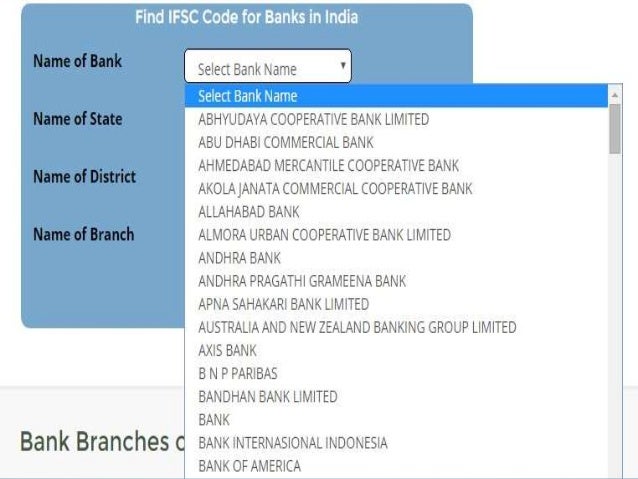 Banks ifsc code