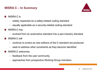 MISRA C – Recent developments and a road map to the future | PDF