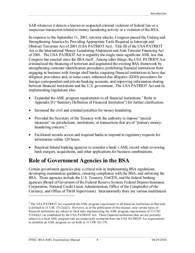 Bank Secrecy Act Bsa Anti Money Laundering
