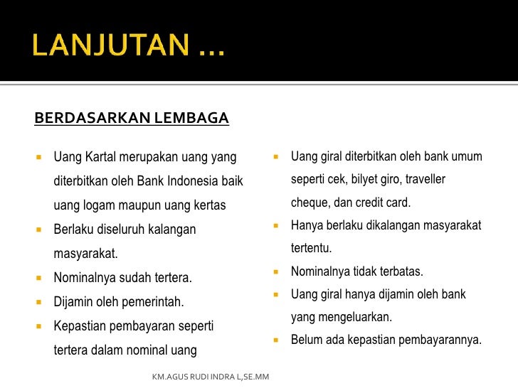 Bank sentral dan uang