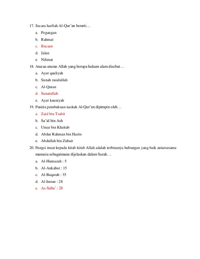 Bank Soal Agama Islam Bab 8 Kelas Xi