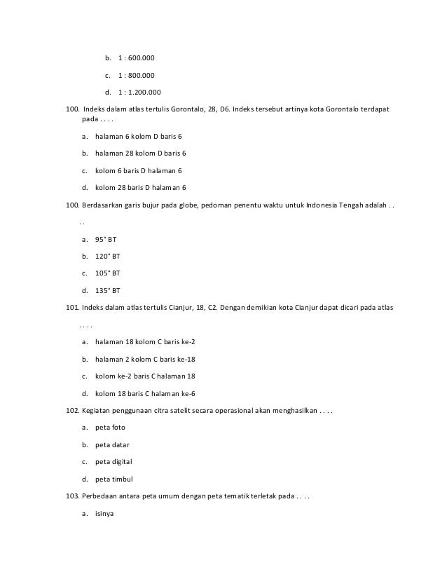 Bank Soal Geografi Kelas 7