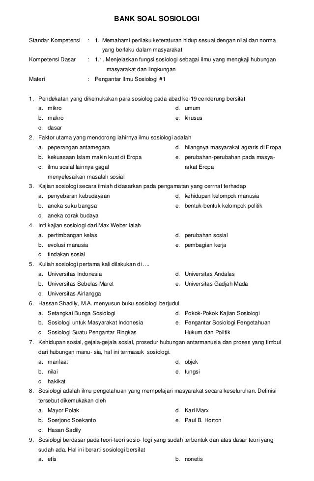 Yuk Mojok! Contoh Soal Menjodohkan Sosiologi