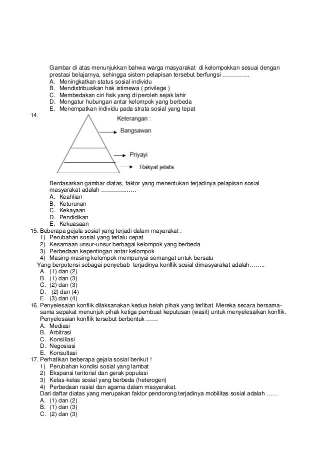 Soal Try Out UN Sosiologi dan Kunci Jawaban (2015)