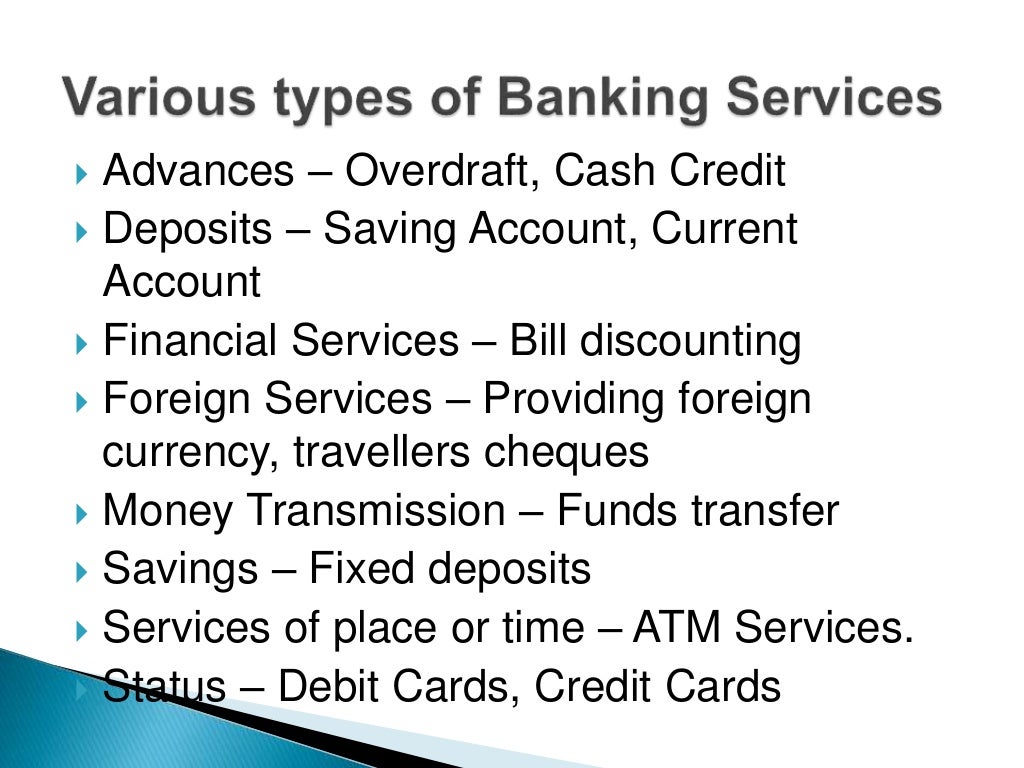 Bank’s products and services