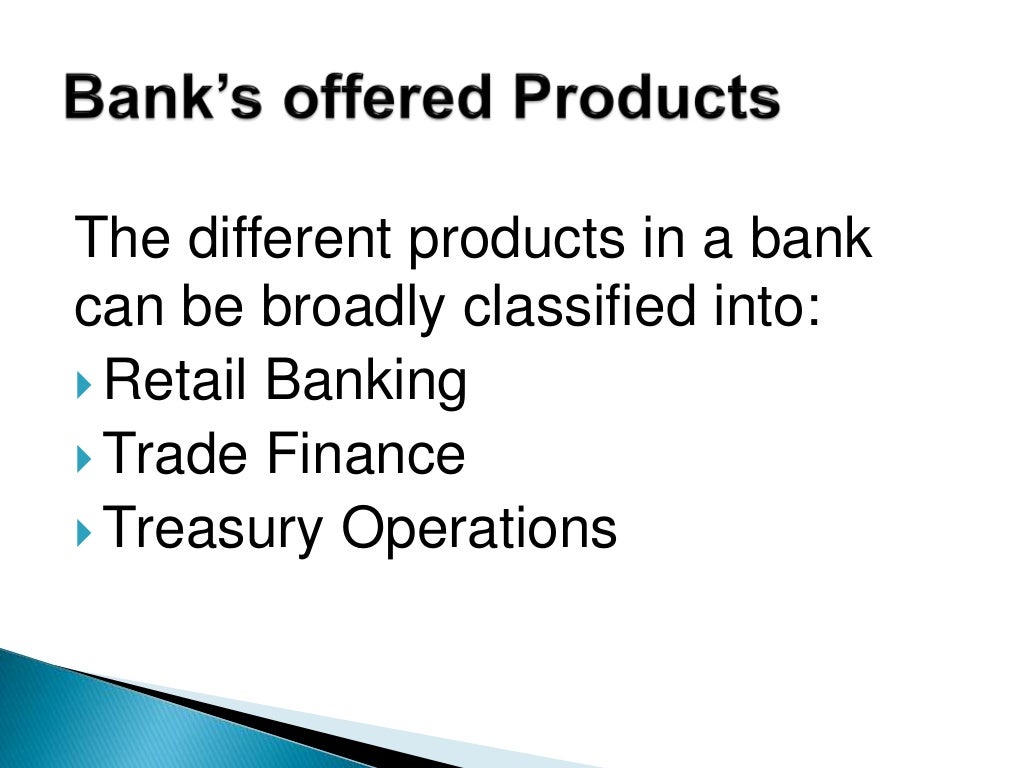 Bank’s products and services
