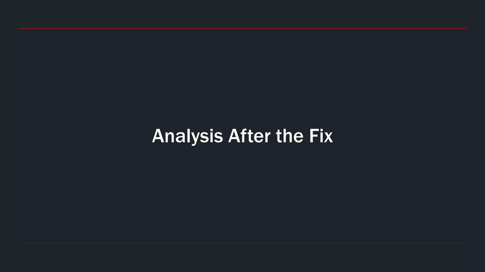 Analysis After the Fix
 