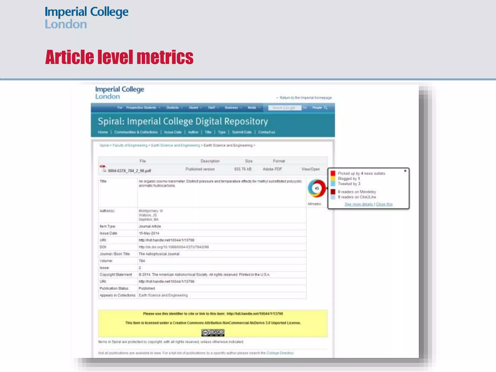 Article level metrics
 