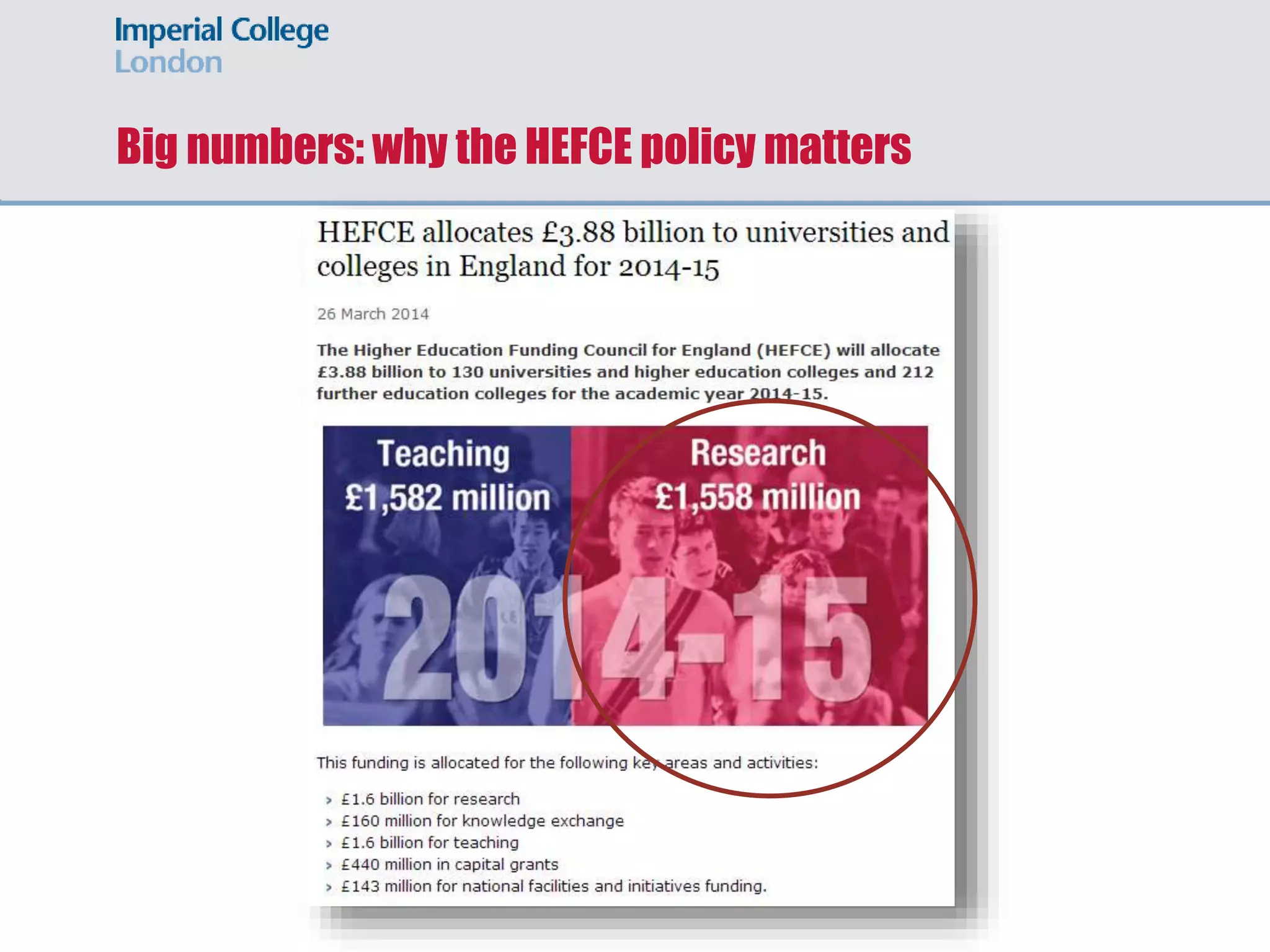 Big numbers: why the HEFCE policy matters
 