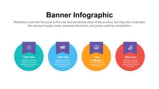 Banner Infographic
Marketers must link the price to the real and perceived value of the product, but they also must take
into account supply costs, seasonal discounts, and prices used by competitors.
Title One
Marketers must link
the price to the real
and perceived value of
the product
Title Two
Marketers must link
the price to the real
and perceived value of
the product
Title
Three
Marketers must link
the price to the real
and perceived value of
the product
Title Four
Marketers must link
the price to the real
and perceived value of
the product
 