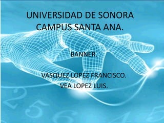 UNIVERSIDAD DE SONORA
  CAMPUS SANTA ANA.

          BANNER.

  VASQUEZ LOPEZ FRANCISCO.
      VEA LOPEZ LUIS.
 