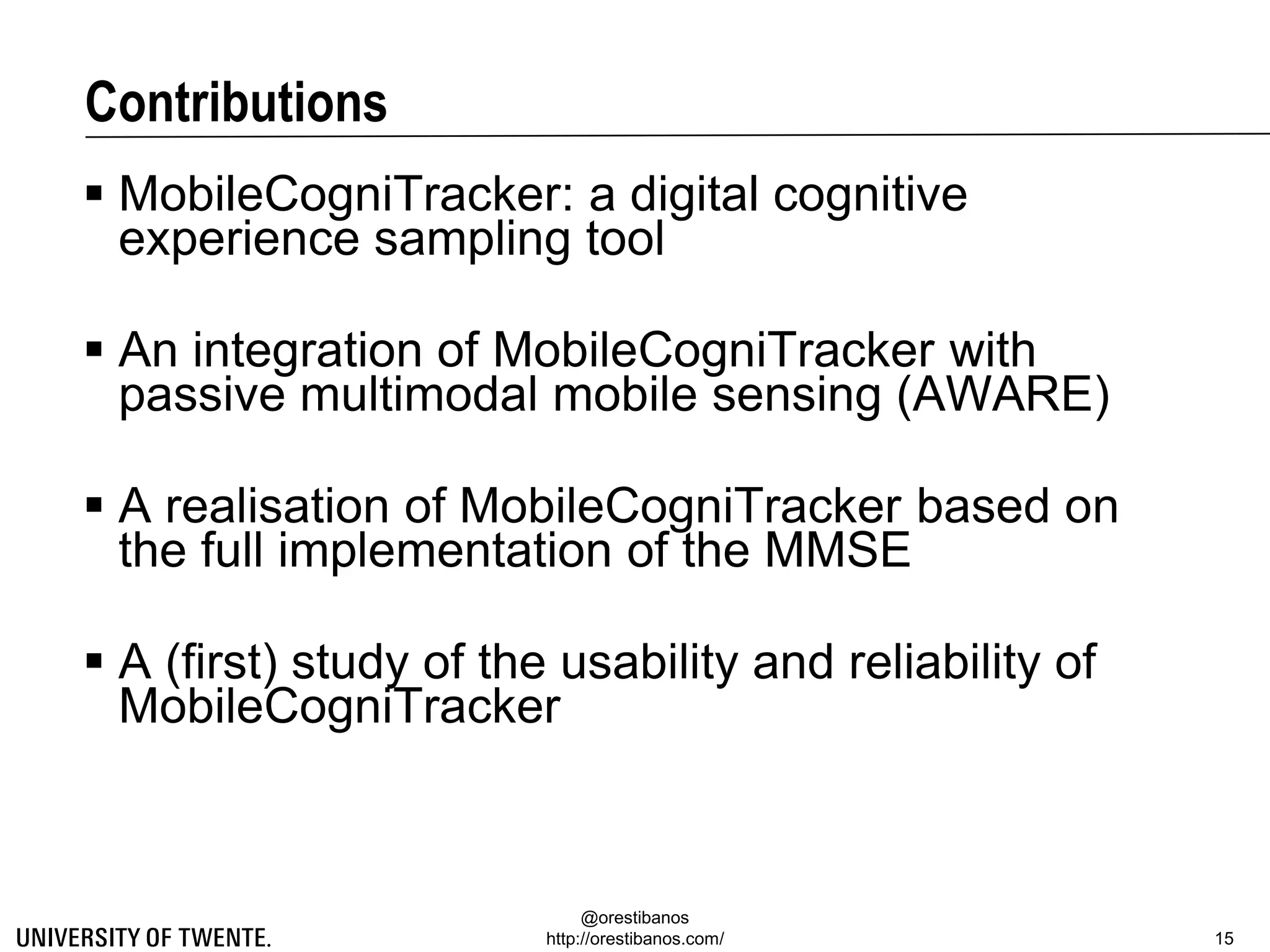 Enabling remote assessment of cognitive behaviour through mobile ...