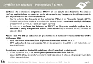 Banque Palatine OpinionWay Observatoire de la performance des PME-ETI Banque palatine février 2014