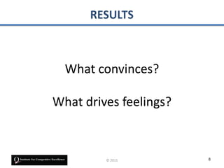 What convinces?

What drives feelings?



         © 2011         8
 