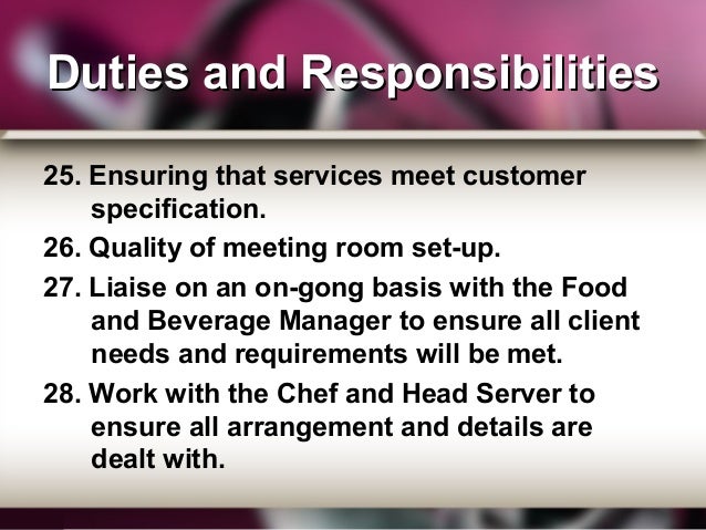 food service duties