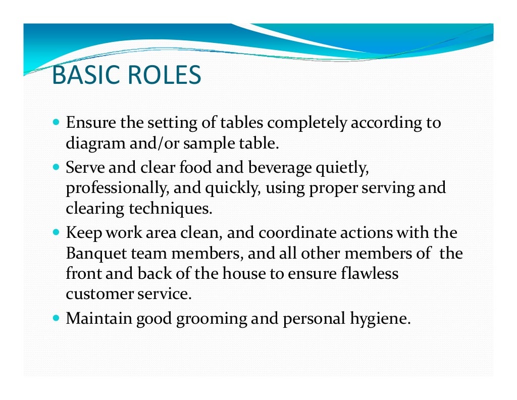 Banquet server basic skill training
