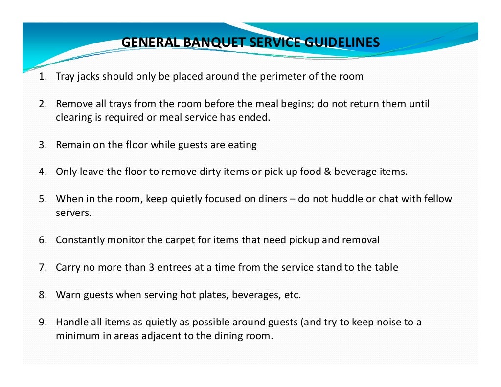 Banquet server basic skill training