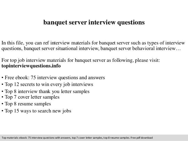 Banquet server resume example