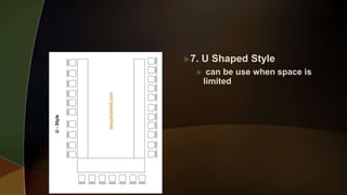 7. U Shaped Style
 can be use when space is
limited
 