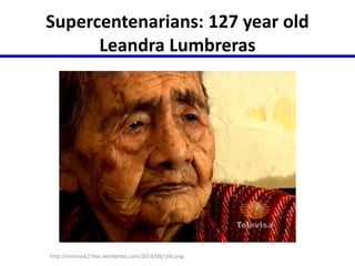 Supercentenarians: 127 year old 
Leandra Lumbreras 
http://metrouk2.files.wordpress.com/2014/08/166.png 
 