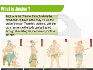 What is Jingluo ?
  Jingluo ,is the Channel through which the
  blood and Qin flows in the body.It’s like the
  orbit of t...