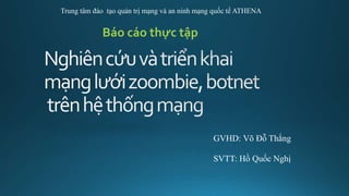 SVTT: Hồ Quốc Nghị
GVHD: Võ Đỗ Thắng
Trung tâm đào tạo quản trị mạng và an ninh mạng quốc tế ATHENA
Báo cáo thực tập
 